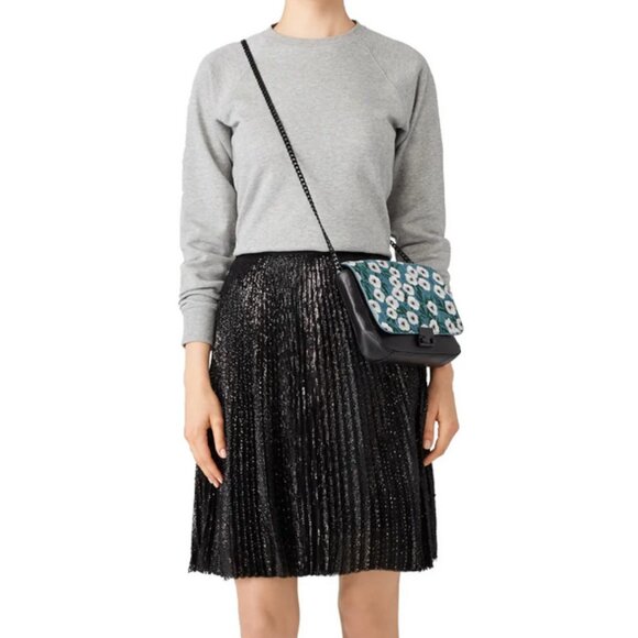 NWT Joie Jadian Pleated Sequin Sparkly A-Line Skirt Black 0 - Picture 5 of 16